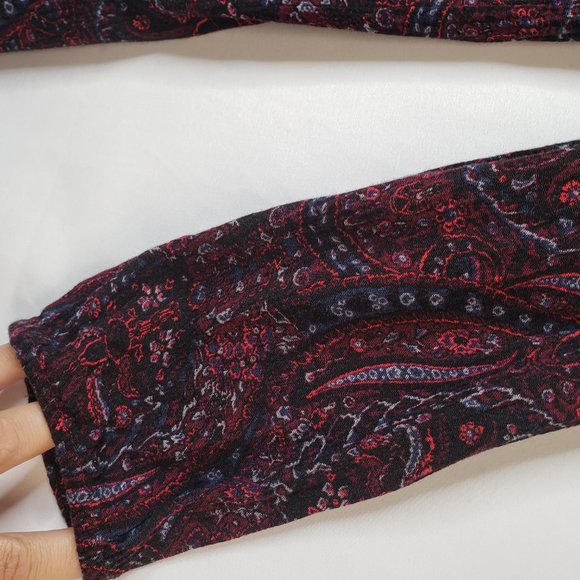 American Eagle Drop Waist Paisley Floral Dress S Maroon Burgundy Peasant Boho - Picture 10 of 10